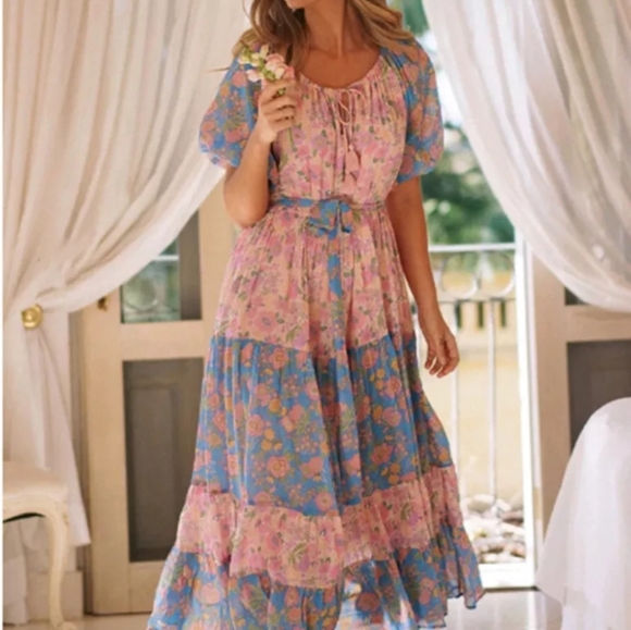 shelovly Dresses & Skirts - Floral Boho Cotton Maxi Dress